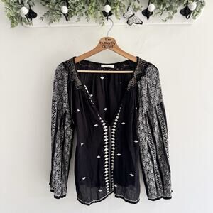 Doen Mystic Black Embroidered Blouse Medium